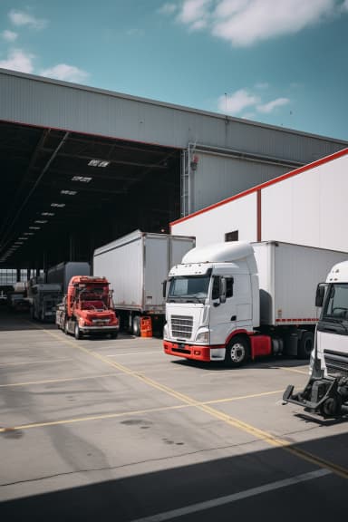 Truck trailers at a distribution center dock