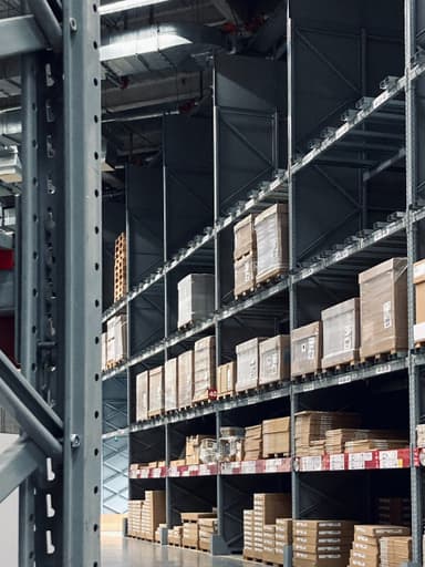 Warehouse aisles viewed from above